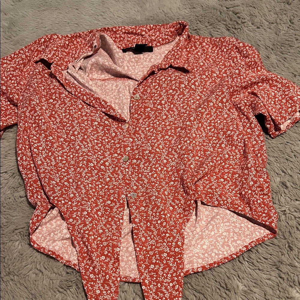 Forever 21 Red Floral Blouse